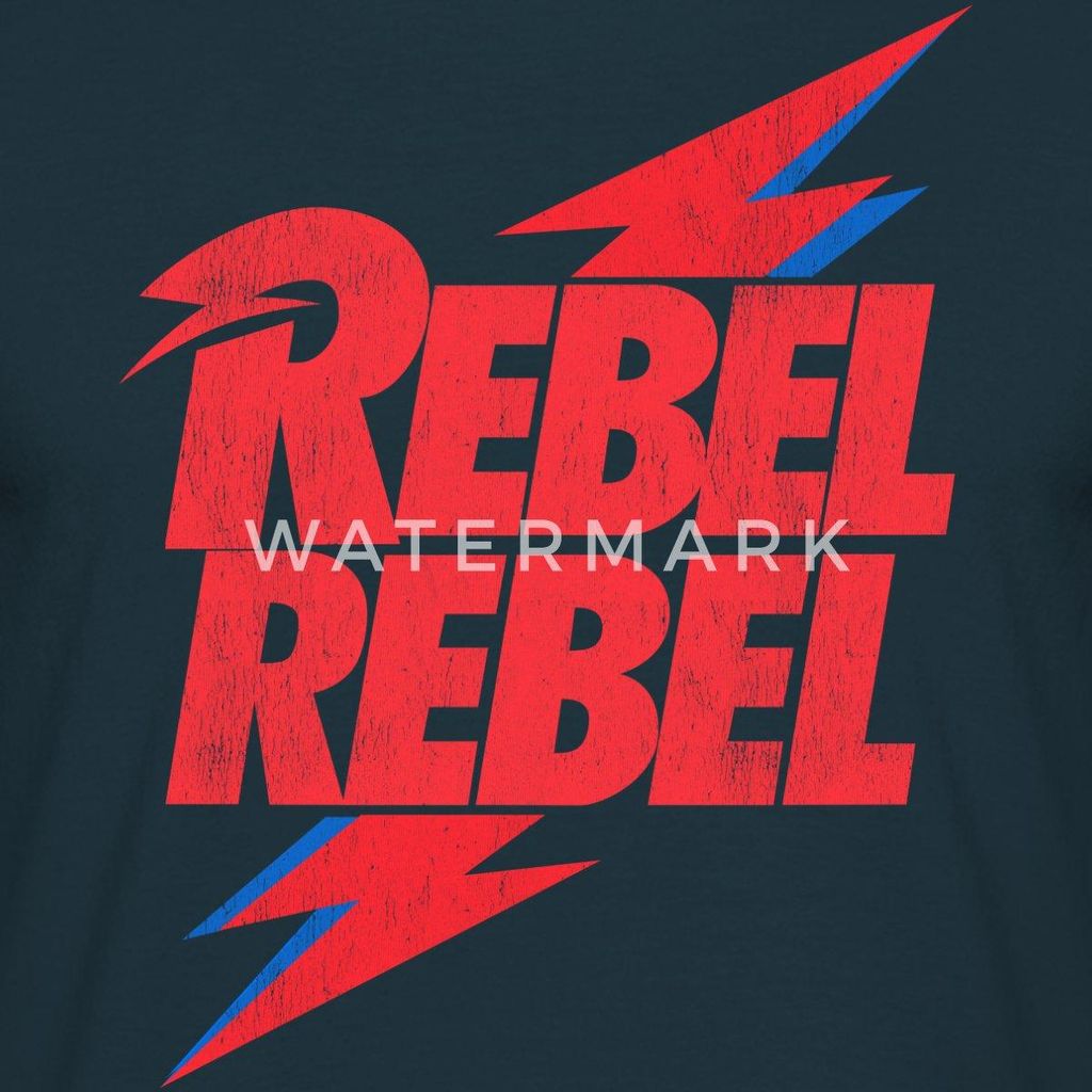 Spreadshirt David Bowie Rebel Rebel Mit Blitz Männer T-Shirt, L, Navy