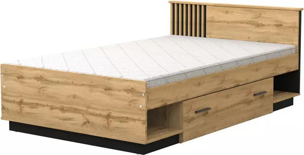 Einzelbett 120x200 CATAWBA mit Schublade - Wotan-Eiche / Produktbild 