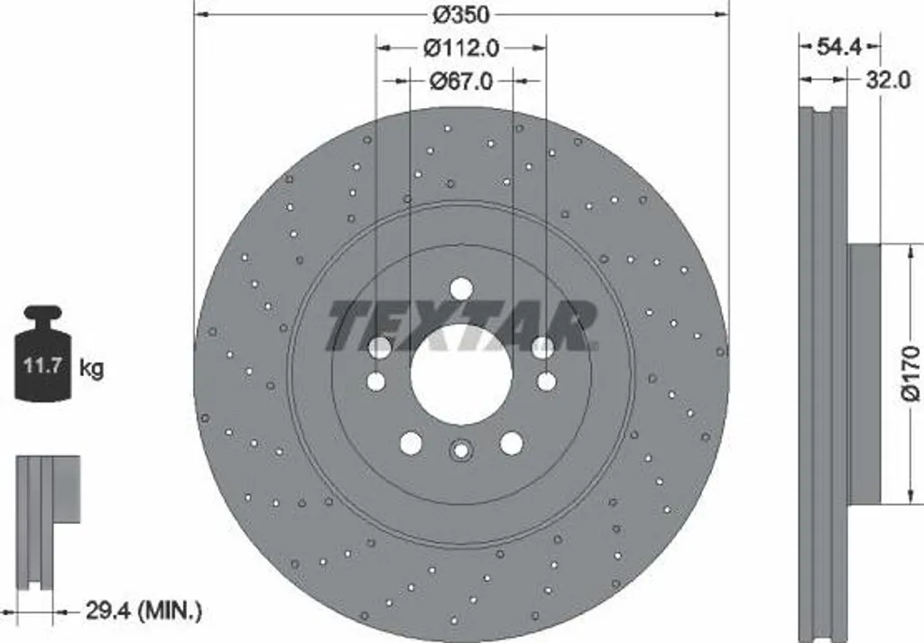 Disque de frein haute performance TEXTAR 1664211012 pour Classe M