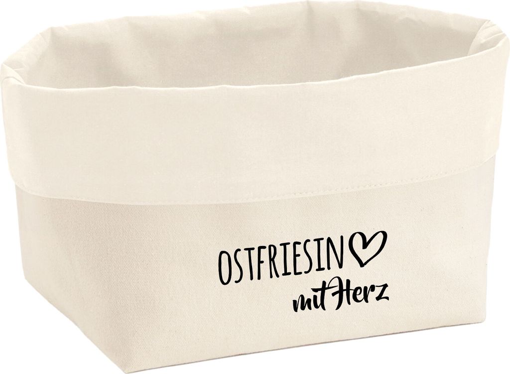 Huuraa Organizer Ostfriesin mit Herz 8 Liter Large Canvas Baumwolle Utensilo Geschenkidee