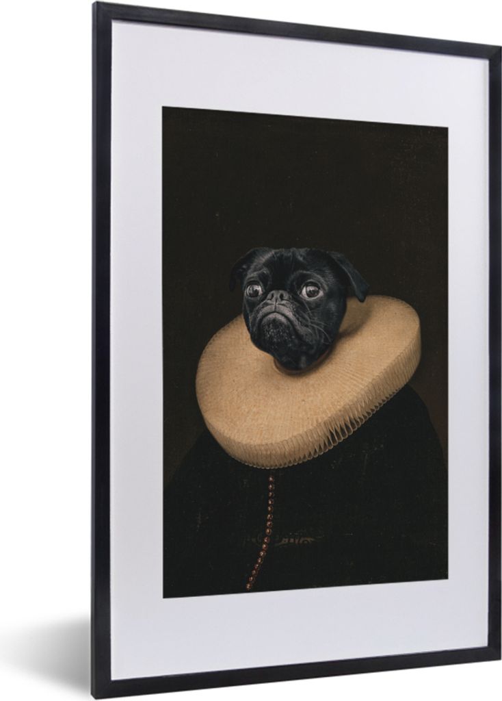 MuchoWow MuchoWow Gerahmtes Poster Alte Meister - Ölgemälde - Hund 40x60 cm - Poster mit zchwarzem Bilderrahmen - Poster in Rahmen