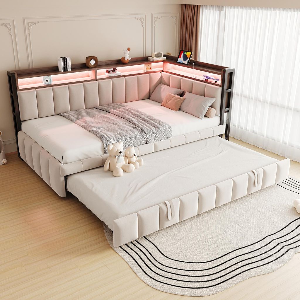 Merax: Sofá cama tapizado de 90x200 cm con cama extraíble, Imagen del producto 