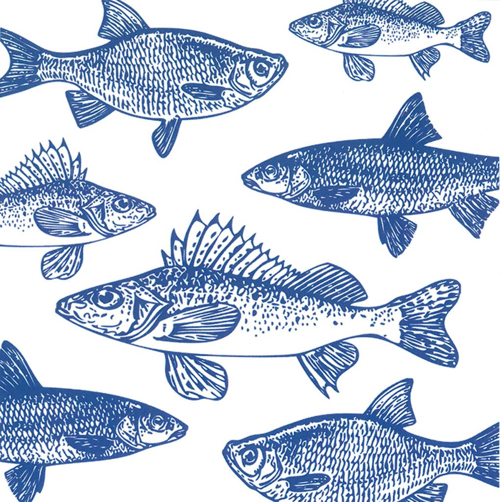 Servietten 33x33 cm - Graphic Fishes marine