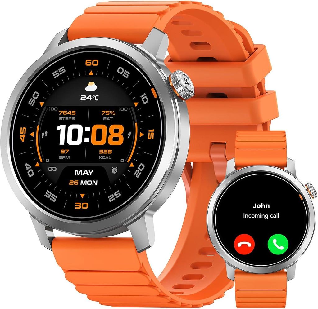 KOSPET ORB Smartwatch Herren 1.43 Zoll AMOLED Ultra-Leicht 25 Tage Akku 175+ Sportmodi Herzfrequenz Schlafanalyse IP68 Fitnessuhr Bluetooth Anrufe