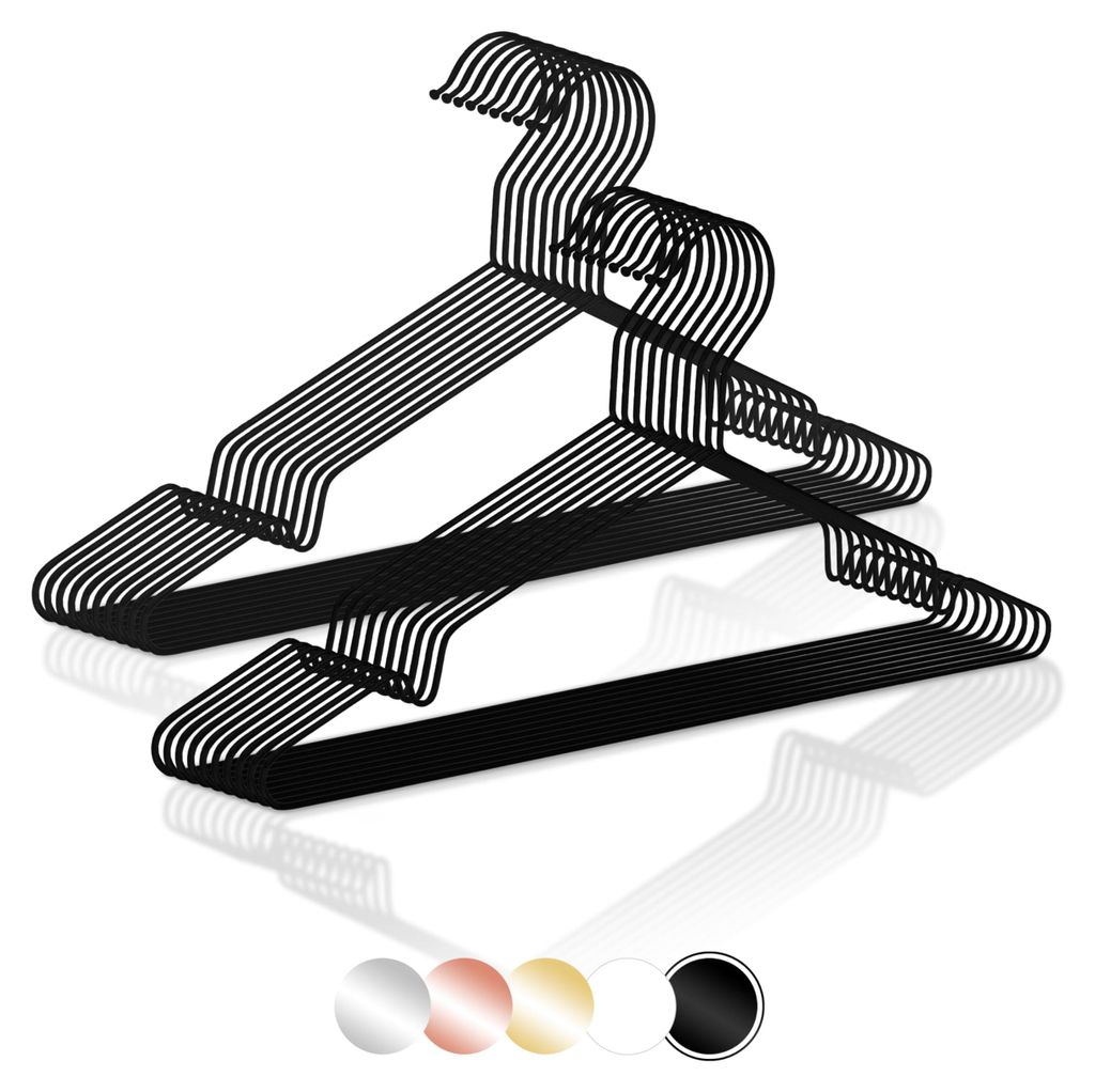 Metallkleiderbügel (42 cm) – 20er-Pack (matt schwarz) – Platzsparende Kleiderbügel für Erwachsene – Strapazierfähig und reißfest – Fü...