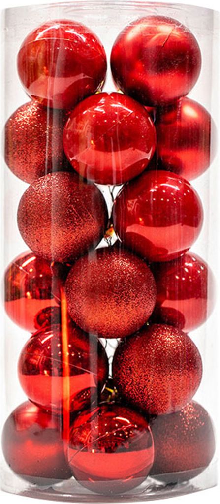 24pcs Weihnachtsball glänzender Weihnachtsbaum Hanging Ball Ornament Set für Urlaub Hochzeitsfeierdekoration-Rot