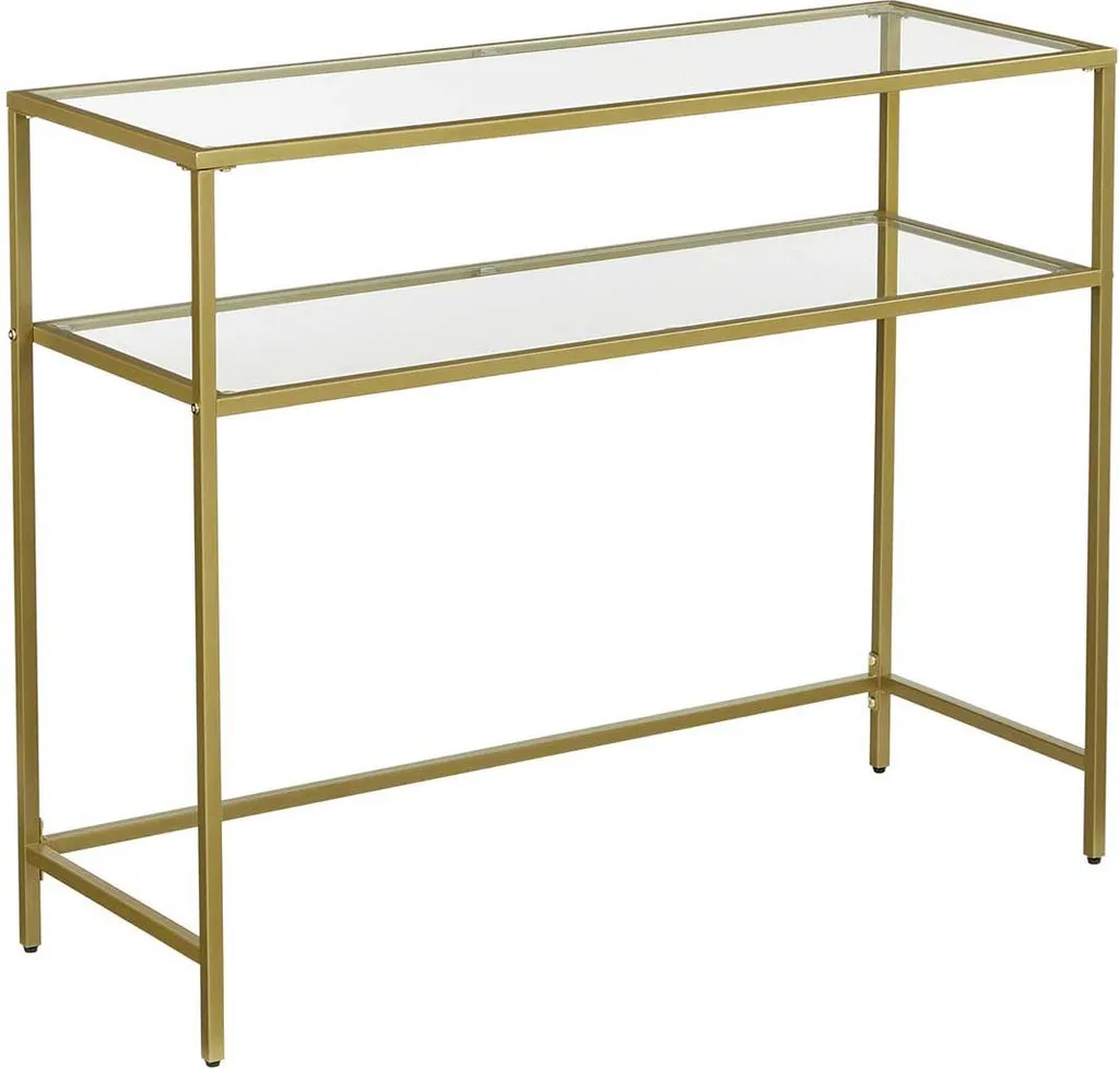 Console d'entrée dorée et verre trempé au style chic pour salon moderne