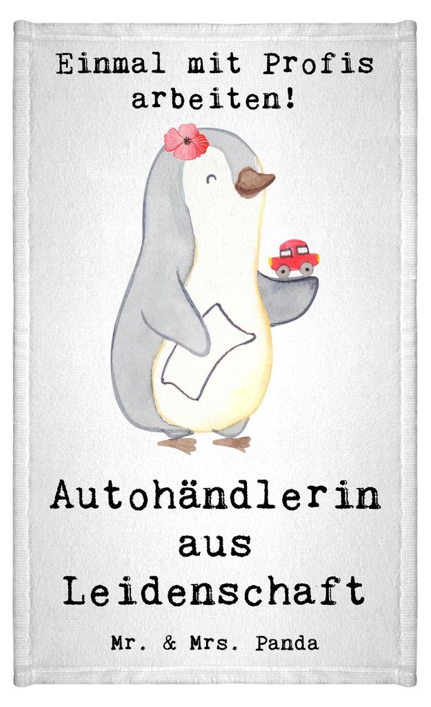 Mr. & Mrs. Panda Handtuch Autohändlerin Leidenschaft - Weiß - Geschenk, Frotteetuch, Autohandel, Beruf, Mini-Handtuch, gästehandtuch klein, Gäs...