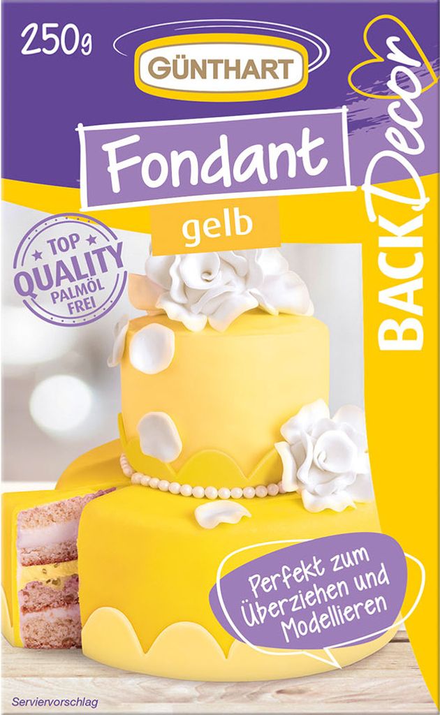 BackDecor Fondant gelb, 250 g | 100% Vegan | Palmölfrei | Reißfest
