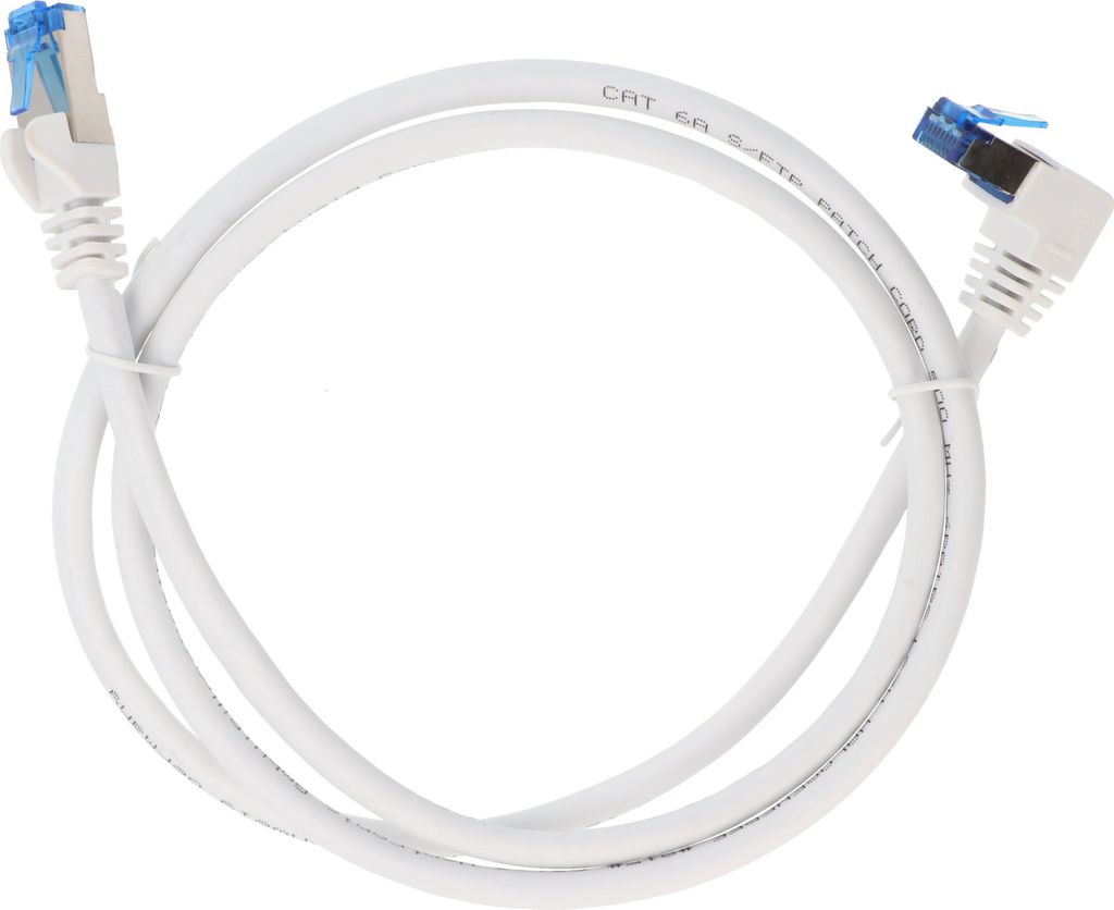 Goobay CAT 6A Patchkabel 1x 90° gewinkelt, S/FTP (PiMF), Weiß, 0.25 m