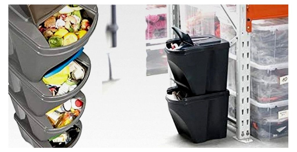 Mülleimer Mülltrennsystem 25L Behälter Sortierbox (Grau)