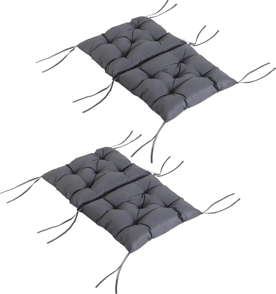 Coussin d'Assise Extérieur Lot de 2 pour Fauteuil de Jardin Gris Clair