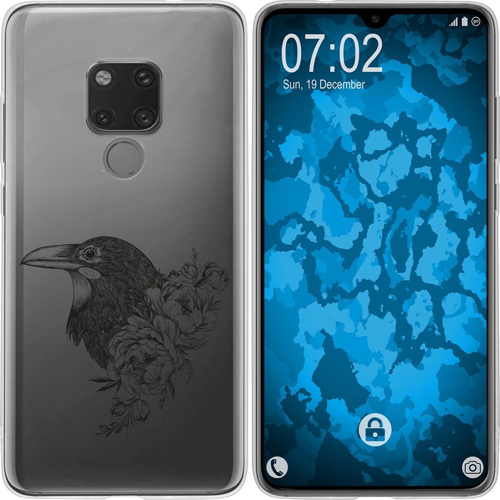PhoneNatic Case kompatibel mit Huawei Mate 20 Silikon-Hülle Floral Rabe M4-1