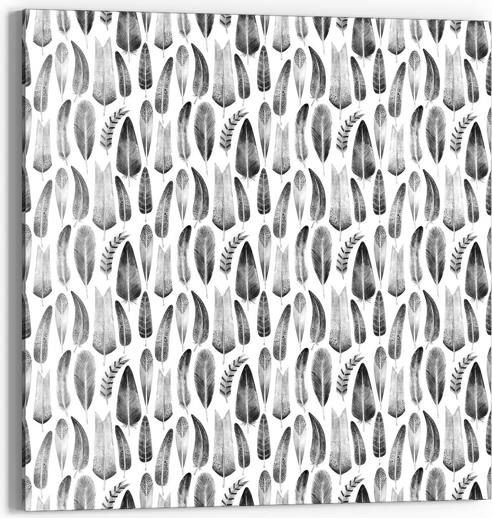 DEQORI Glasbild Echtglas 30x30 cm 'Monochromer Blättertanz' Wandbild Bild modern Deko