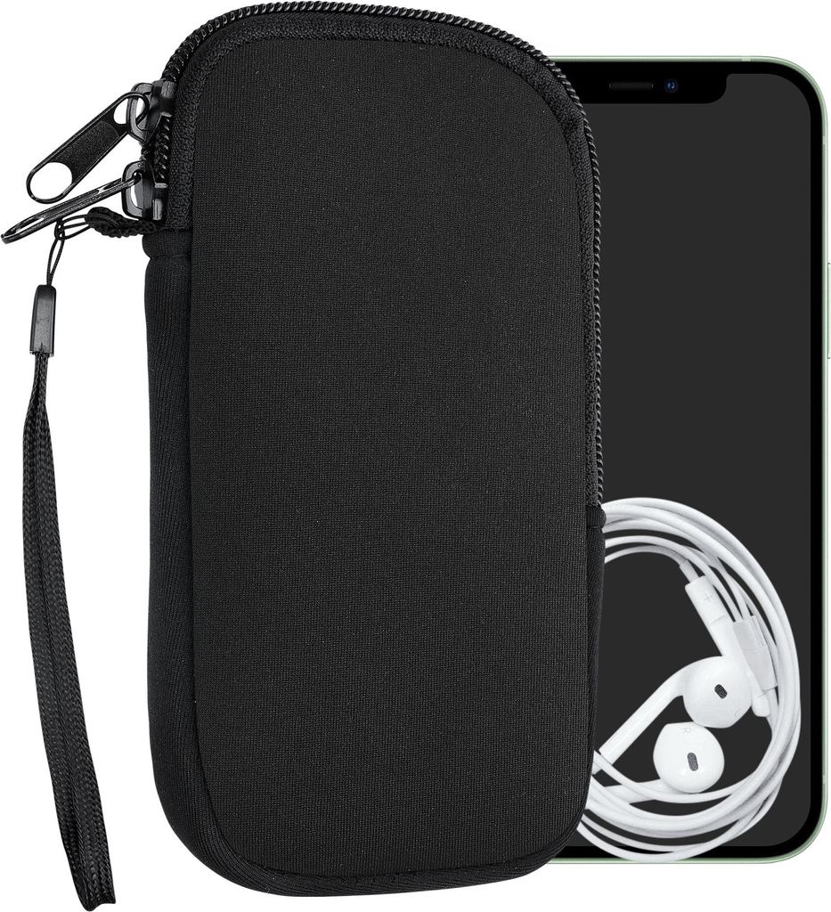 kwmobile Handytasche für Smartphones S - 4,5" - Neopren Handy Hülle Schwarz - Handy Tasche 14,4 x 8,3 cm Innenmaße