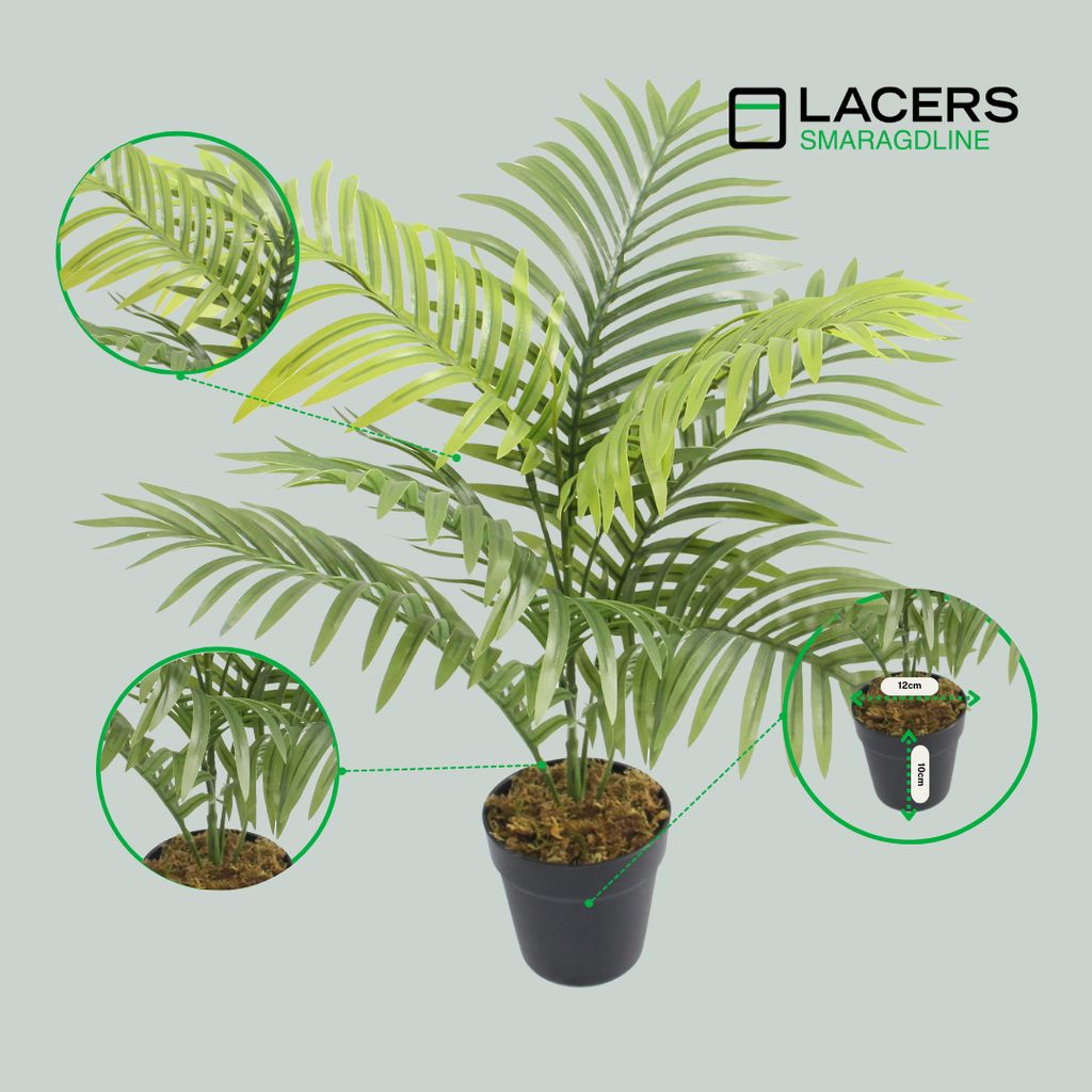 Lacers SMARAGDLINE Künstliche Phoenix Palme – Dattelpalme 65 cm - Dekoration / realistische Optik, Fächerpalme für Wohnzimmer, Balkon und Bür...