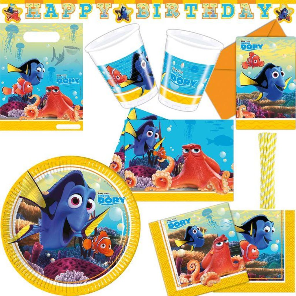 Findet Dorie | Findet Nemo Geburtstag Deko XXL Partyset zum Produktbild 