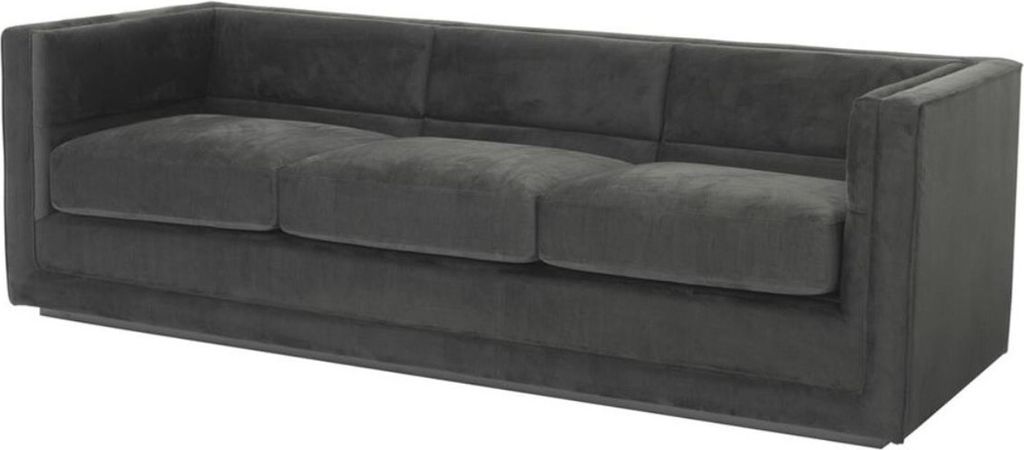 Casa Padrino Luxus 3er Sofa Anthrazitgrau 231 x 86 x H. 73,5 cm - Luxus Wohnzimmer Sofa
