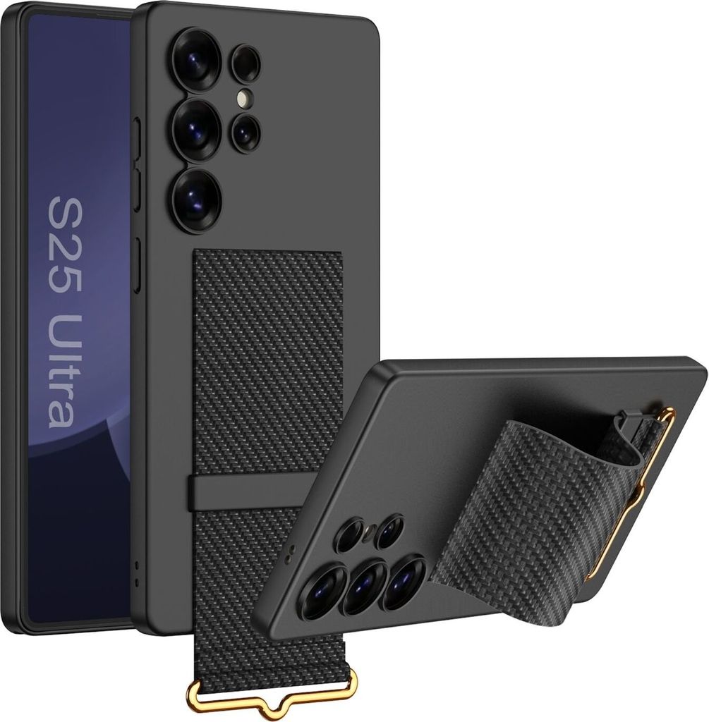 Für Samsung Galaxy S25 Ultra GKK Ultra dünne Hülle mit Armband Halter Carbon
