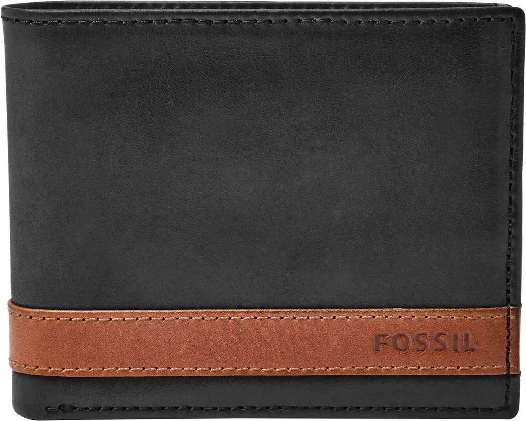 Fossil Quinn Bifold Wallet Black Flip ID - Portafoglio Uomo in Pelle
