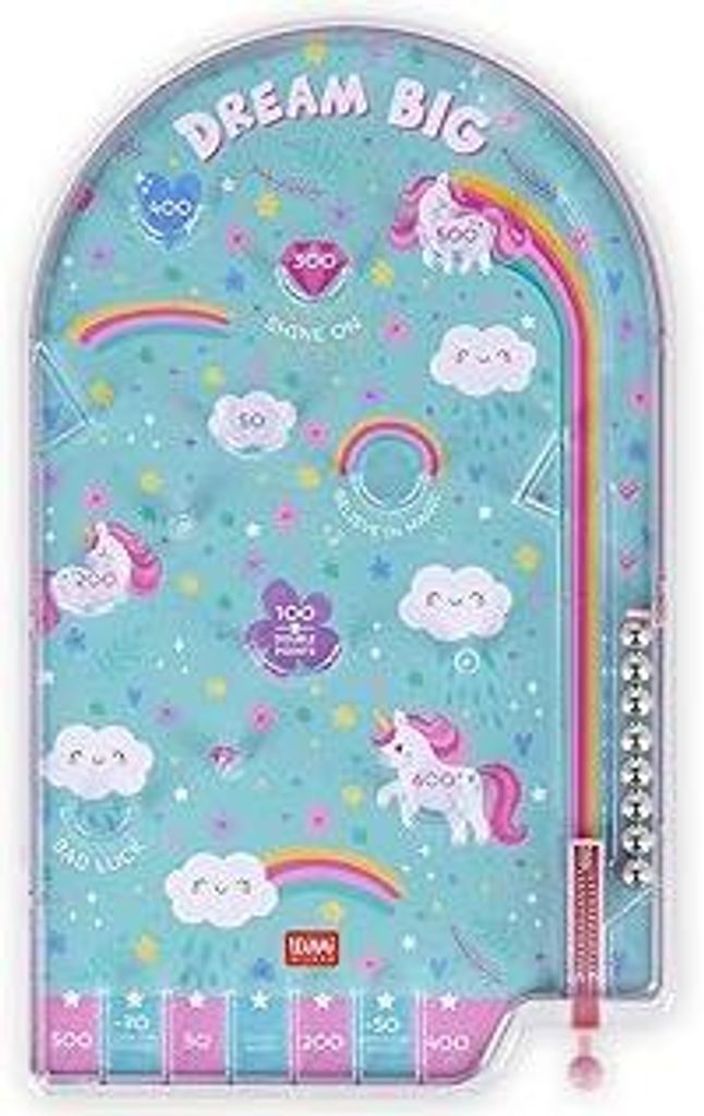 Legami - Mini Flipper, tragbares Spiel, 17,7 x 29 cm, Einhorn-Thema, PBG0003