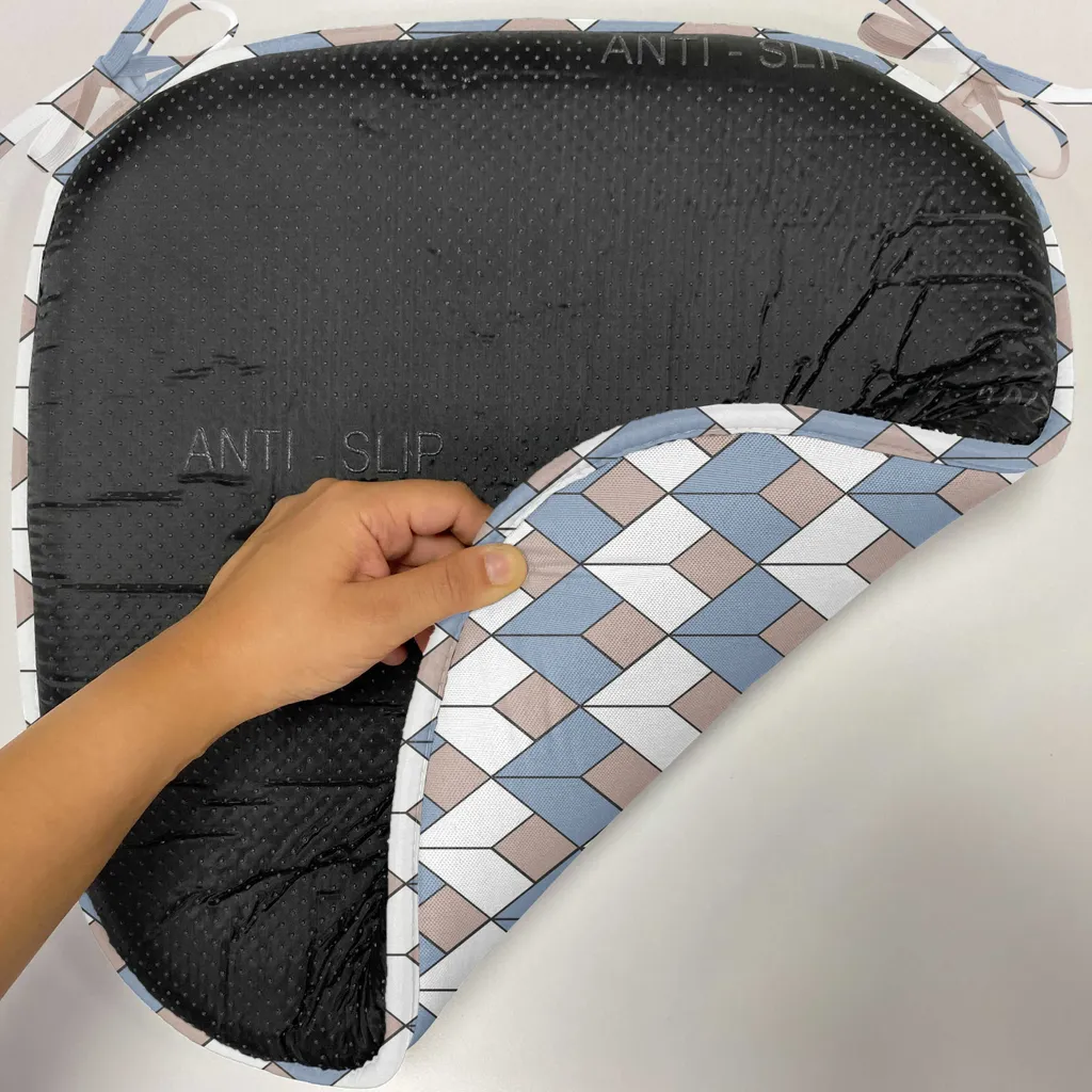 ABAKUHAUS Imbottitura geometrica per sedie da sala da pranzo, linea a rombi intrecciati, cuscino decorativo impermeabile con cinturini per sedie da cucina, 40 cm x 40 cm - confezione da 12, rosa essiccata blu-grigio - 2