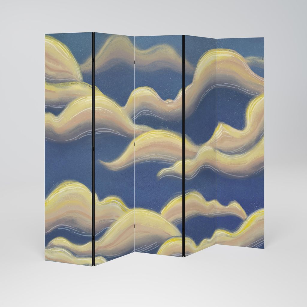 SpaceRebels Paravent Raumteiler - 5-teilig Raumtrenner, Druck 2-Seite - Raumtrenner - Trennwand Wohnung - Room Divider - Spanische Wand Deko Modern...