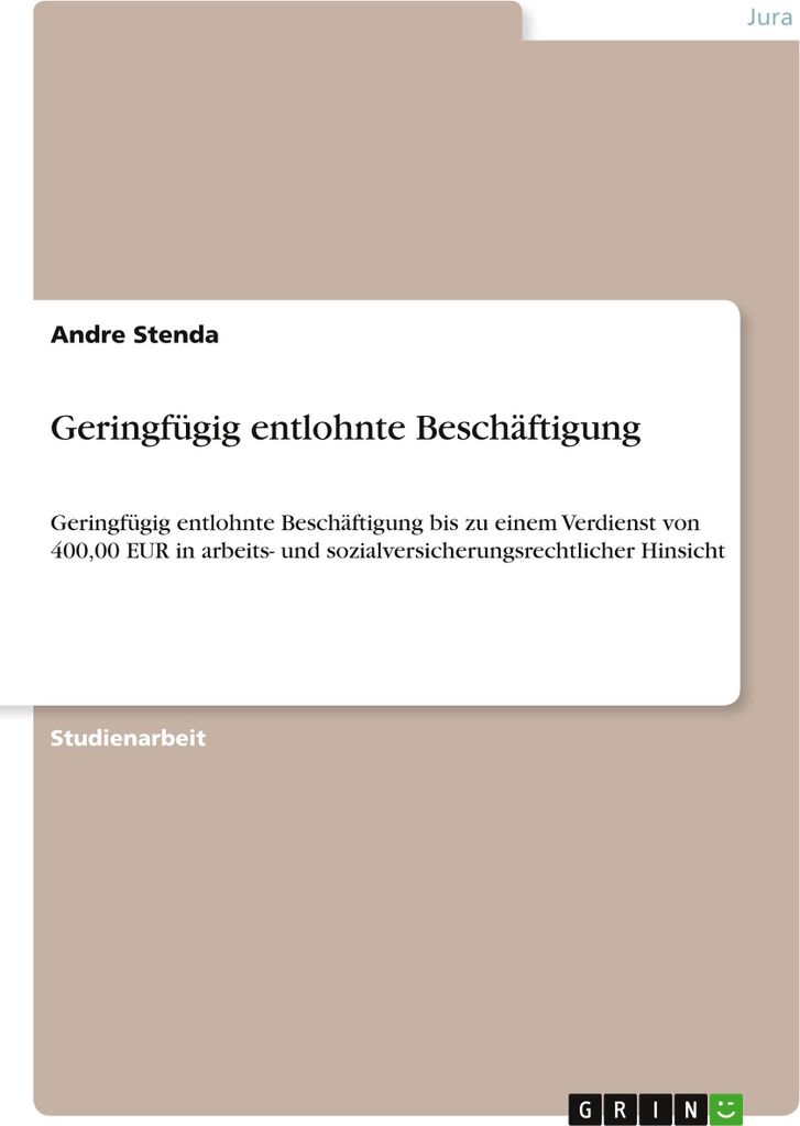 Geringfügig entlohnte Beschäftigung