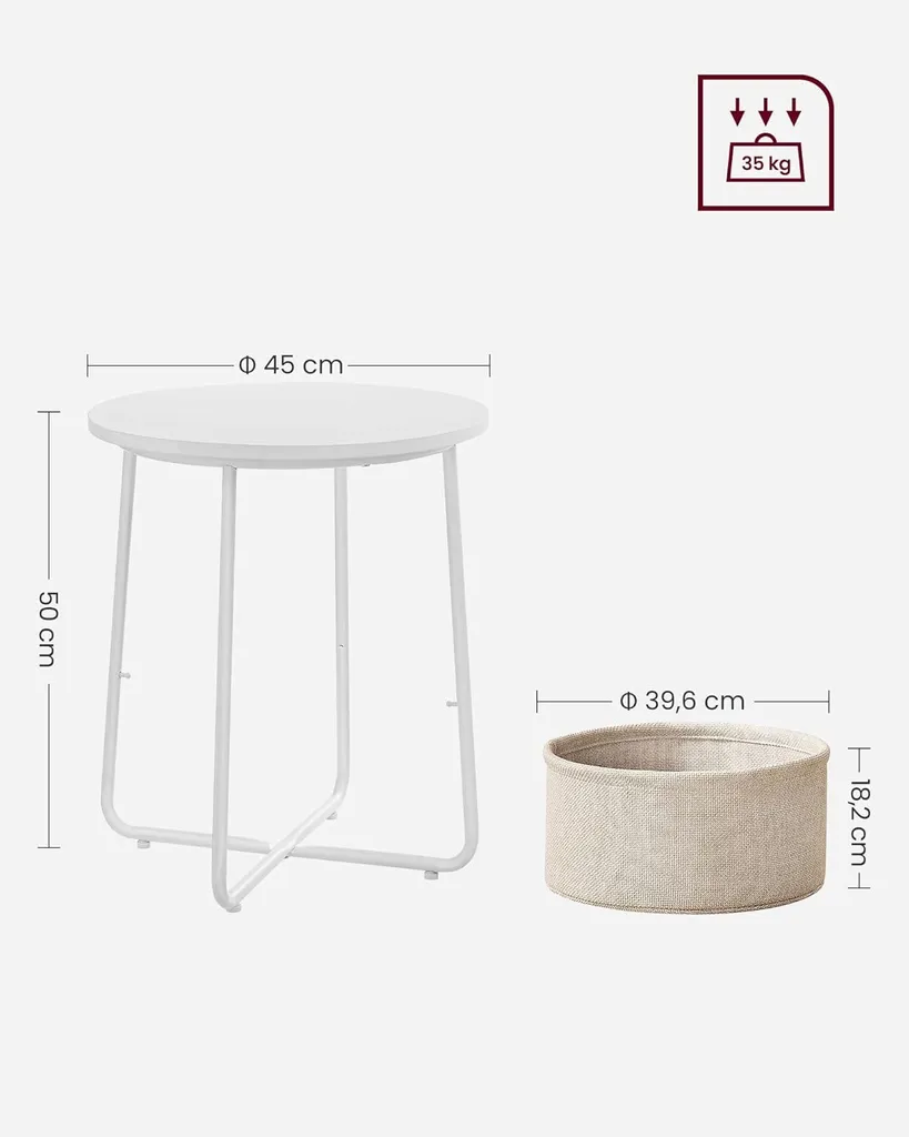 Tavolino da Salotto Moderno VASAGLE - Bianco e Beige con Stoccaggio - 3