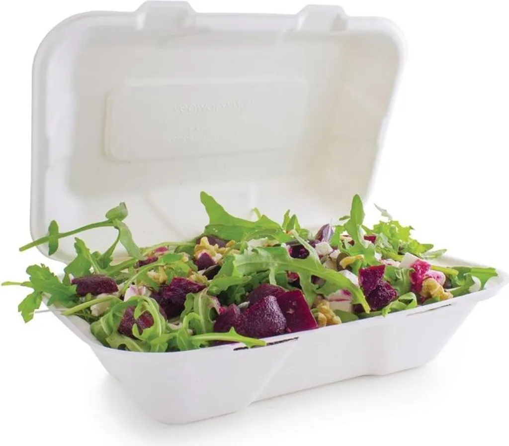 Vegware Boîtes Repas Compostables en Bagasse 22,8 cm avec Couvercle