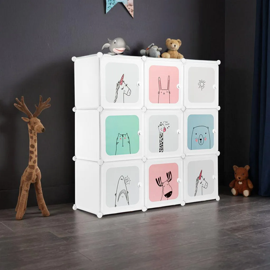 Étagère modulable ESLA 9 compartiments en bois robuste pour chambre