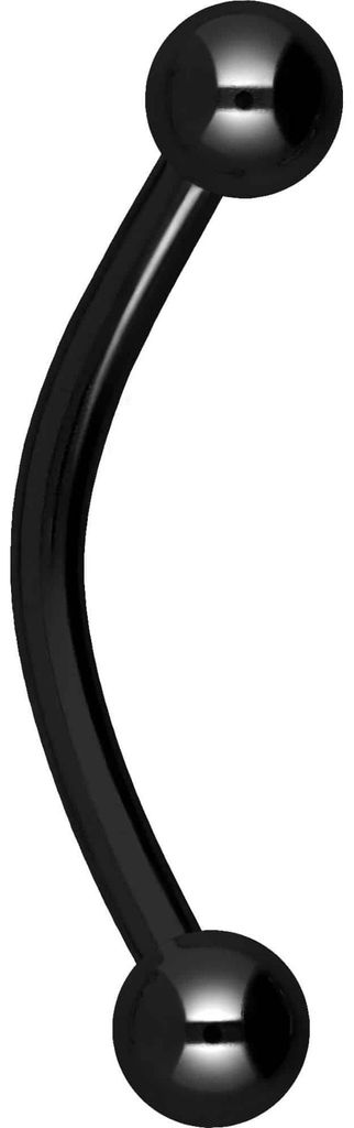 Bauchnabel-Piercing, Rook Piercing Titan Banane Schwarz Stablänge: 12mm + Stabstärke: 1,2mm + Kugelgröße: 3mm