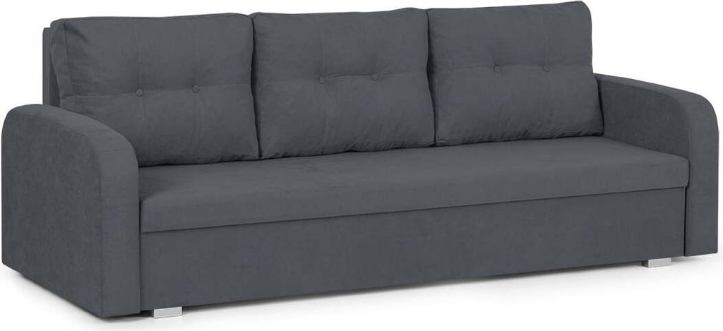 KomfortWelt24 3-Sitzer Sofa mit Schlaffunktion und Bettkasten - Praktischem Schlafsofa 215x85 cm, Couch BERLIN Dunkelgrau