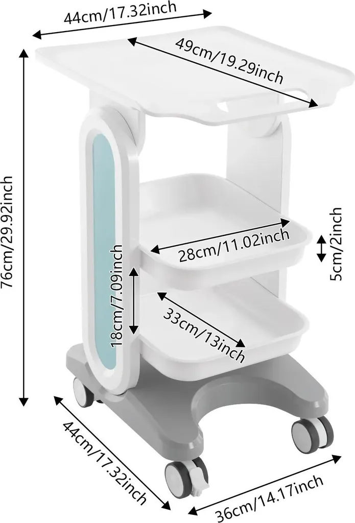 Chariot esthétique blanc structure durable 3 niveaux modulables - 2