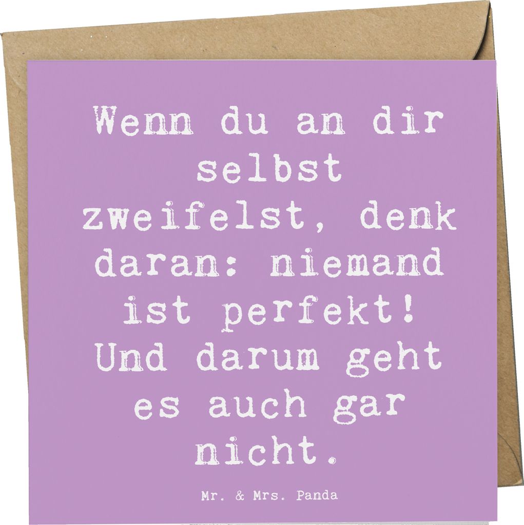 Mr. & Mrs. Panda Grußkarte Spruch Zweifel an sich selbst - Lavendeltraum - Geschenk, Gefühle Stimmungen, Selbstvertrauen, Gefühl, menschlich sei...