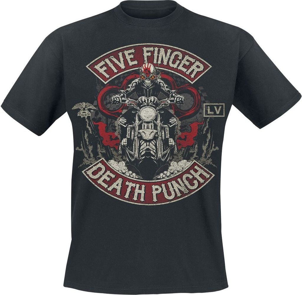 Five Finger Death Punch T-Shirt Herren Biker Skully schwarz 3XL