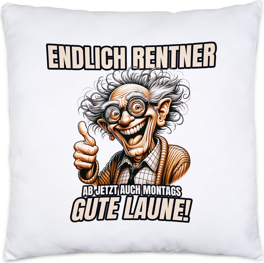Endlich Rentner Daumen hoch Design Kissen Inkl. Füllung - Geschenkidee Renten-Beginn Freizeit