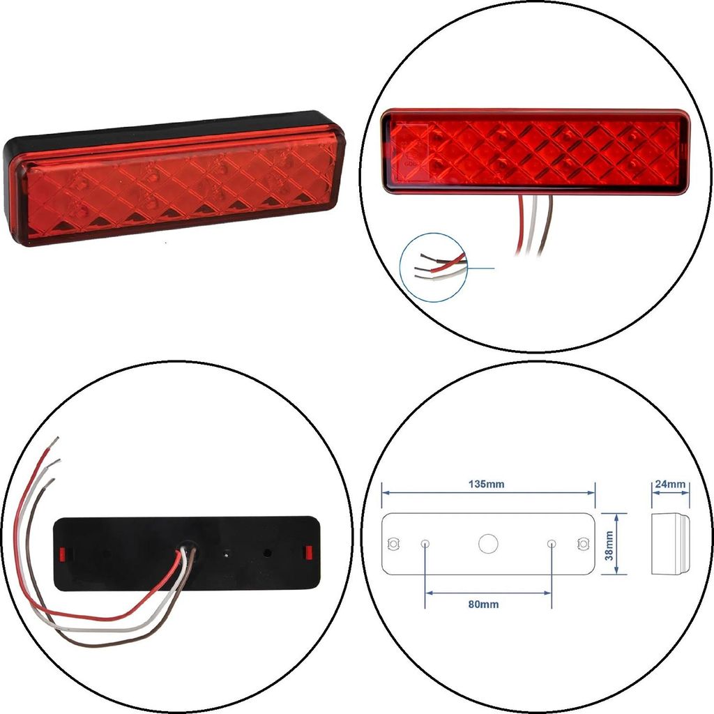 Rückleuchte Anhänger Bremslicht Rücklicht 12/24V LED 135x38 wasserdicht Trailer