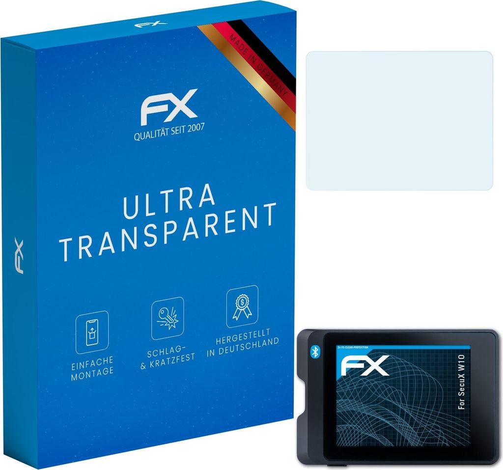 atFoliX FX-Clear 2x Schutzfolie kompatibel mit SecuX W10 Displayschutzfolie