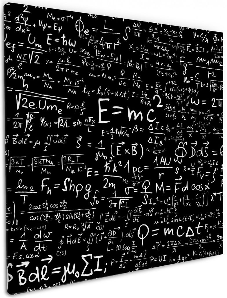 Wallario Premium Leinwandbild Mathematische Formeln Relativitätstheorie in Größe 50 x 50 cm