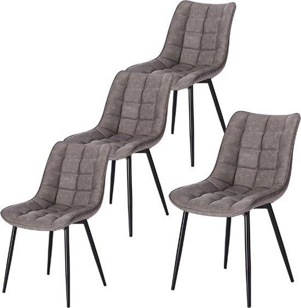 Ergonomische ESS stoelen - set van 4 - stevig & elegant - donkergrijs(Verwijderd: Kunstlederen, eetkamerstoelen, ideaal voor diverse interieurs)(Ve...