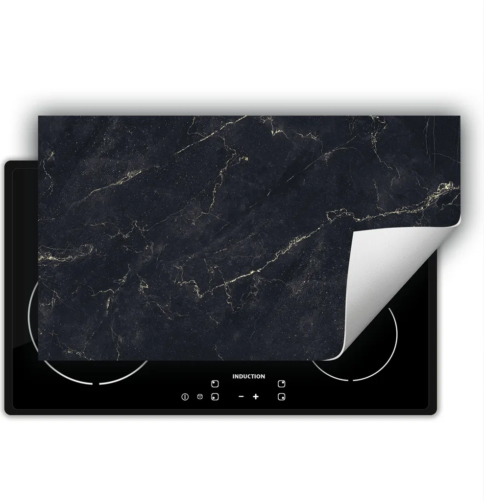 DarHaus Piastra di copertura per fornelli 90x52 cm Tappetino antiscivolo Roll-up, scuro - marmo