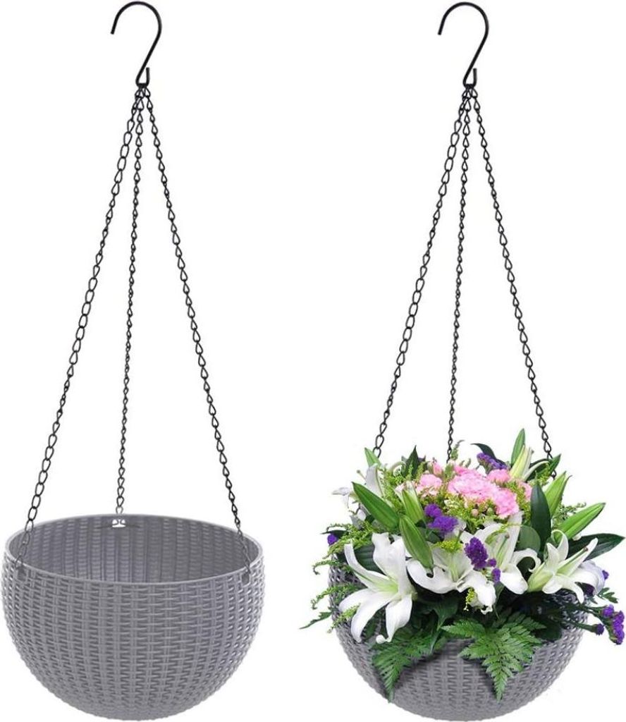 2 Hängekörbe für den Balkon. Hängekörbe. Blumentöpfe aus Rattan. Hängegefäße für Gärten, Balkone und Fensterbänke.