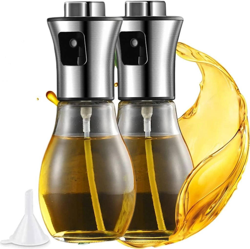 Ölsprüher 2PCS Set - Lebensmittelechter Glas-Ölsprüher für Olivenöl, Kalorienarm, Ideal für Heißluftfritteuse
