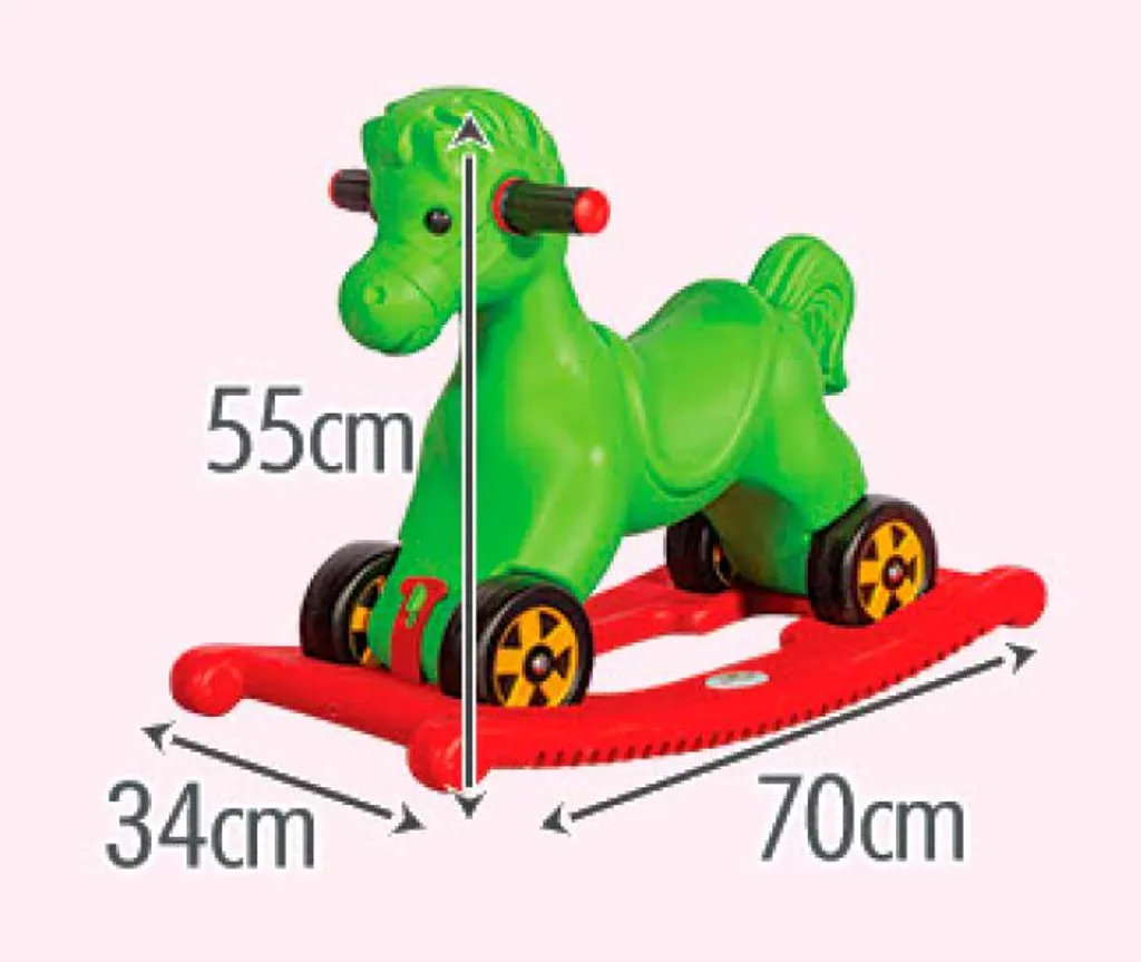 Cheval à bascule vert et ergonomique pour l'éveil des petits - 2