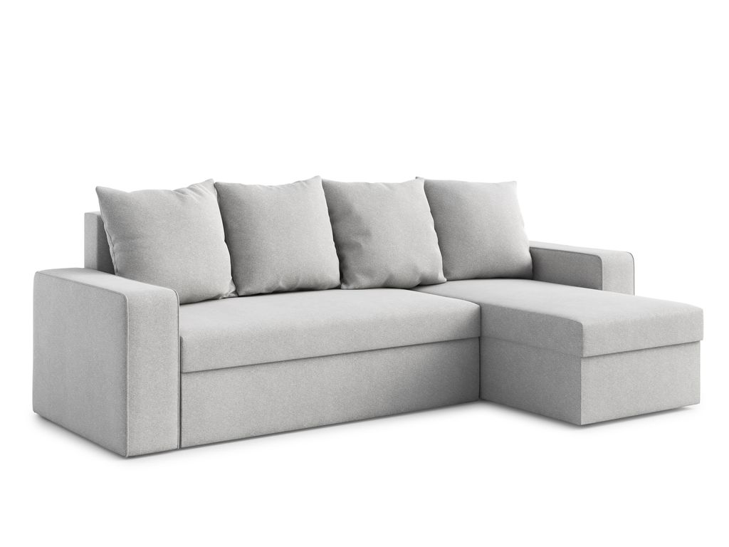 AX LIVING Eck Couch Klein Climpy 242 cm – Komfort & Stauraum in Hellgrau