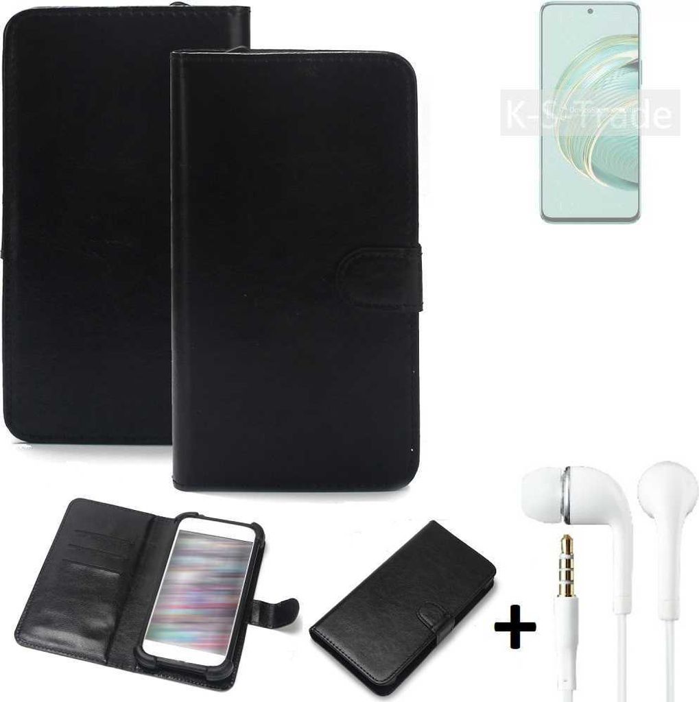 K-S-Trade Wallet Case Handyhülle kompatibel mit Huawei nova 10z Schutzhülle Flip cover Flipstyle Tasche Hülle Flipcover Slim Bumper schwarz + in
