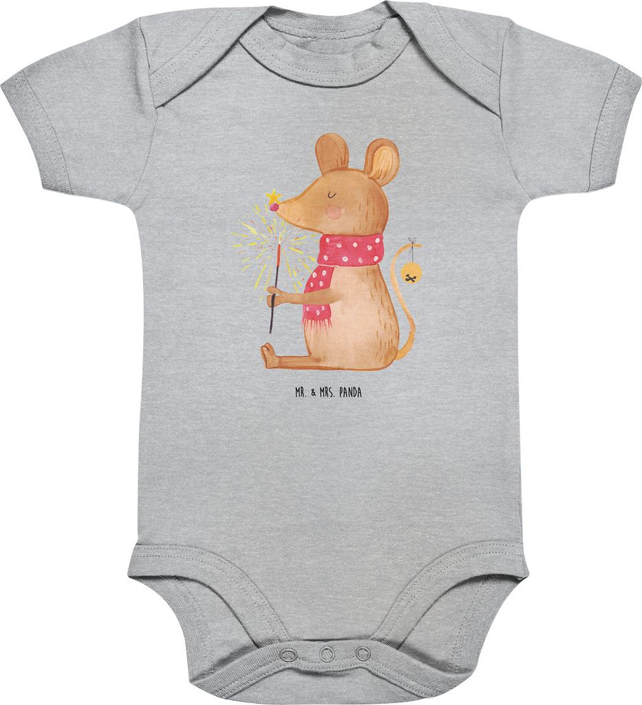 Mr. & Mrs. Panda overall baby Maus Weihnachten 12. - 18. Monat - Heather Grey - Geschenk, Weihnachtsmotiv, Babystrampler, Frohe, Strampler, Weihnac...