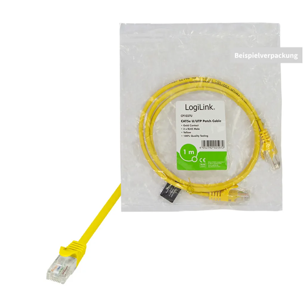 Câble Ethernet CAT5e Jaune 3m LogiLink avec Connecteurs AWG26/7