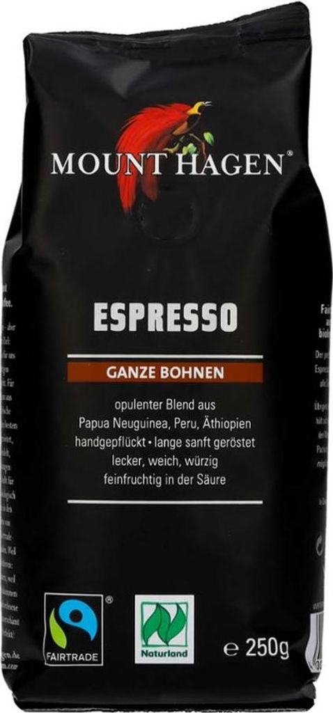 Mount Hagen Fair Trade Naturland Espresso ganze Bohne - - 250g